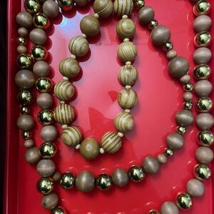 Sassy Jones Gold and Brown Beaded Necklace Set